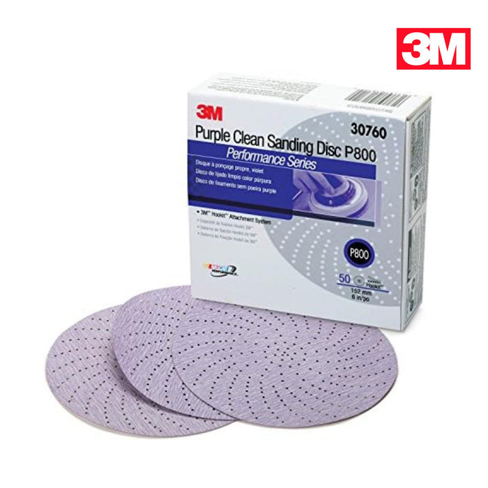 3M Hookit Purple Clean Sanding Abrasive Disc 334U, 150 mm, Multihole, P500, 50534 (Box of 100)