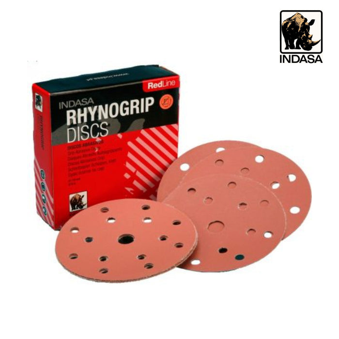 INDASA Rhynogrip Red Line 150mm 15H Discs (Box of 50)