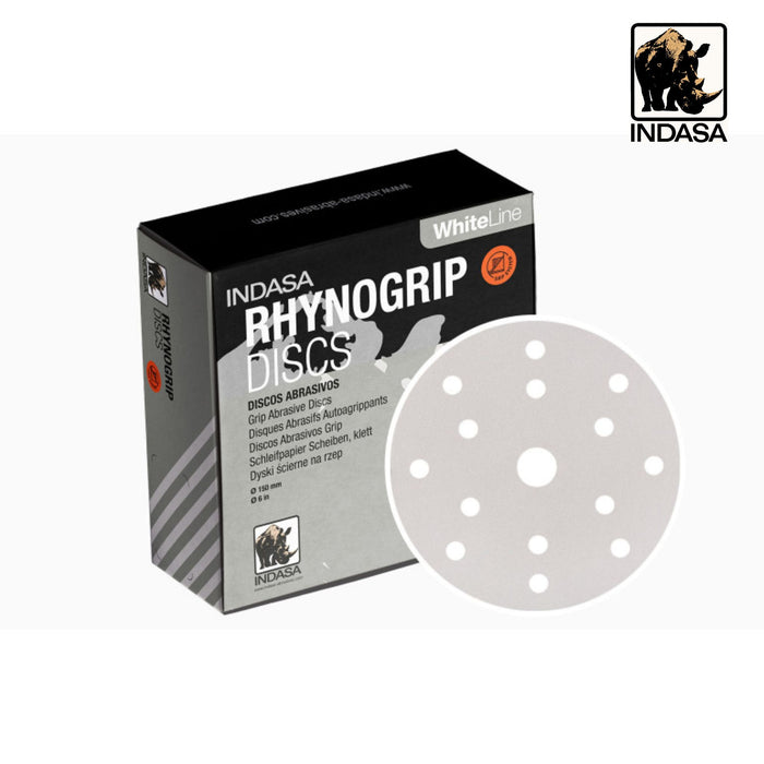 INDASA Rhynogrip White Line 150mm 15H Discs (Box of 50)